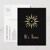 Carte Postale Élégant rappel de rendez-vous pour horloge noir et (Devant / Derrière)