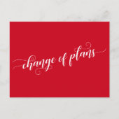 Carte Postale Élégant Red Change of Plans Reporté Mariage (Devant)