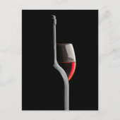 Carte Postale Elegant Red Wine Glass & Bottle. Black Background (Devant)