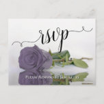 Carte Postale Elegant Reflecting Dusty Purple Rose Wedding RSVP<br><div class="desc">This beautiful RSVP card veut make it easy for your guest to respond to your wedding Invite. Les objets de design ont beautiful dusty purple, lavender, or lilac colored rose reflecting in a pool of water with waves and ripples, and a lacy script calligraphy title. The back is designed for...</div>