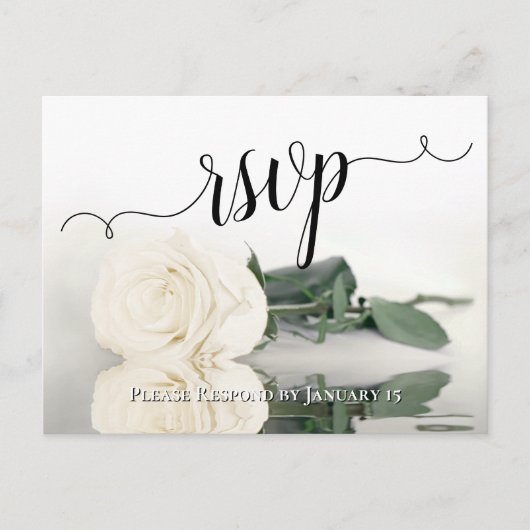 Carte Postale Elégant reflet blanc ivoire Rose mariage RSVP (Devant)
