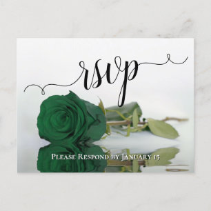 Carte Postale Elégant reflet Emerald Green Rose mariage RSVP