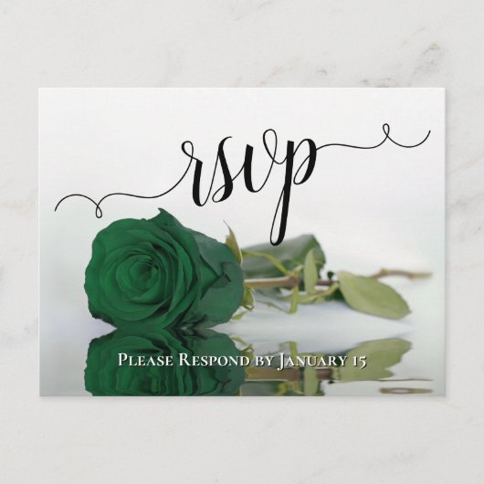 Carte Postale Elégant reflet Emerald Green Rose mariage RSVP (Devant)