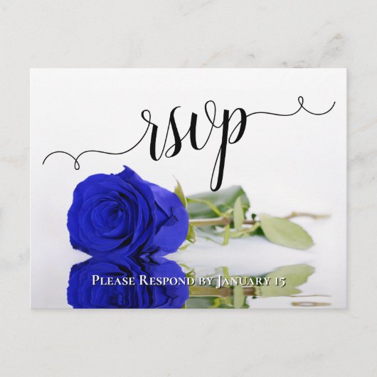 Carte Postale Elégant reflet Royal Blue Rose mariage RSVP (Devant)