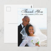 Carte Postale Élégant remerciement de mariage photo de script (Devant / Derrière)