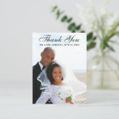 Carte Postale Élégant Remerciements de Mariage Photo Script (Debout devant)