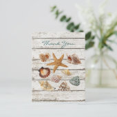 Carte Postale élégant romantique coquillages plage mariage merci (Debout devant)