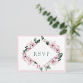 Carte Postale Elégant rose Aquarelle Magnolia Mariage RSVP (Debout devant)