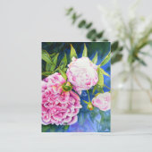 Carte Postale Elégant rose blanc classique aquarelle floral (Debout devant)