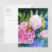 Carte Postale Elégant rose blanc classique aquarelle floral (Devant / Derrière)