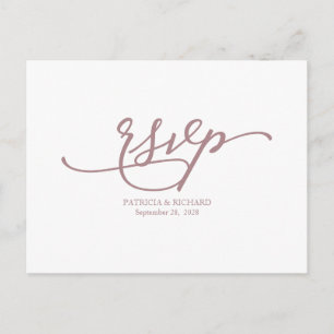 Carte Postale Élégant Rose Gold Calligraphie Mariage RSVP
