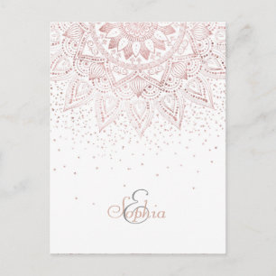 Carte Postale Elégant Rose Gold Dots Mandala