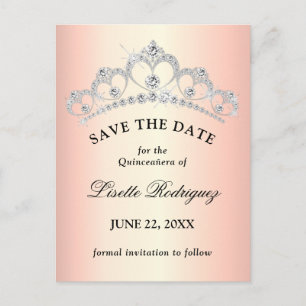 Carte Postale Élégant Rose Gold Quinceanera Enregistrer La Date