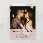 Carte Postale Élégant Rose moderne Gold Photo Enregistrer Date M (Devant / Derrière)