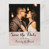 Carte Postale Élégant Rose moderne Gold Photo Enregistrer Date M (Devant)