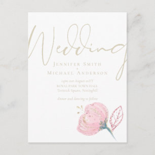 Carte Postale Élégant Rose or moderne Mariage Étincelle