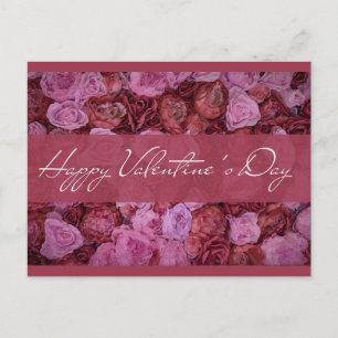 Carte Postale Élégant rose rose Rose Floral Joyeux Valentines Da