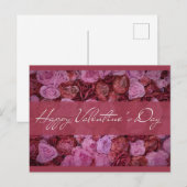 Carte Postale Élégant rose rose Rose Floral Joyeux Valentines Da (Devant / Derrière)