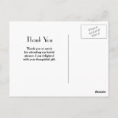 Carte Postale Élégant rose Simple Avec Merci Monogramme Or (Dos)