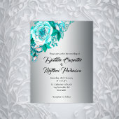 Carte Postale Elégant Rose Turquoise, Faire-part de mariage Arge