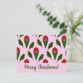 Carte Postale Élégant Roses rouges Abstraites Green Holly Art, r (Debout devant)