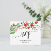 Carte Postale Elégant rouge aquarelle fleurit Mariage RSVP (Debout devant)