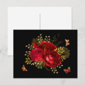 Carte Postale Elégant Rouge Roses Butterfly Gold (Devant / Derrière)