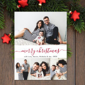Carte Postale Élégant Rouge Script photo Collage Noël