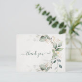 Carte Postale Elégant Rustique Gold Green Eucalyptus Moderne (Debout devant)