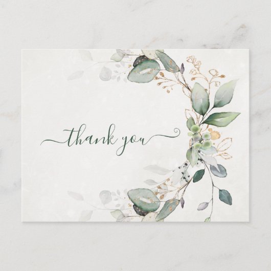 Carte Postale Elégant Rustique Gold Green Eucalyptus Moderne (Devant)