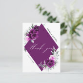 Carte Postale Élégant Rustique violet violet Mariage Merci (Debout devant)
