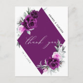 Carte Postale Élégant Rustique violet violet Mariage Merci (Devant)