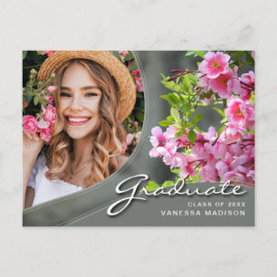 Carte Postale Elégant Sage Fleurs de Script   Modern Photo Grad