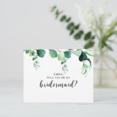 Carte Postale Elegant Sage Green Eucalyptus Foliage Bridesmaid (Debout devant)
