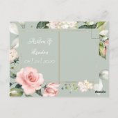 Carte Postale Elégant Sage Vert Aquarelle Mariage Floral (Dos)