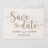 Carte Postale Élégant Save the Date Calligraphie Or Script (Devant)