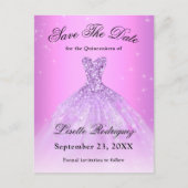 Carte Postale Élégant Save The Date Quinceanera Violet Lilas (Devant)