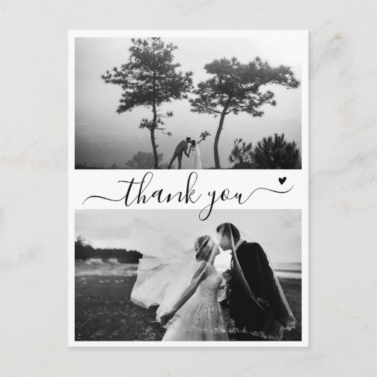 Carte Postale Élégant Script 2 Photo Minimal Merci pour votre ma (Devant)