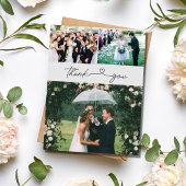 Carte Postale Élégant Script 3 Mariage photo Merci