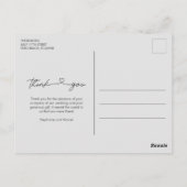 Carte Postale Élégant Script 3 Mariage photo Merci (Dos)