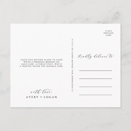 Carte Postale Élégant Script 3 Photo Collage Mariage Remerciemen (Dos)