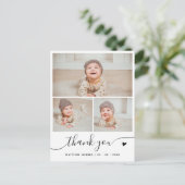 Carte Postale Élégant Script 3 Photo Collage Merci bébé (Debout devant)