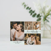 Carte Postale Élégant Script 4 Photo Collage Mariage Merci (Debout devant)