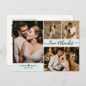 Carte Postale Élégant Script 4 Photo Collage Mariage Merci (Devant / Derrière)