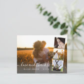 Carte Postale Élégant Script 4 Photo Collage Mariage Merci (Debout devant)