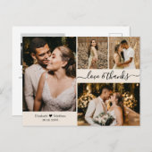 Carte Postale Élégant Script 4 Photo Collage Mariage Merci P (Devant / Derrière)