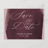 Carte Postale Élégant Script Aquarelle Laver Enregistrer La Date (Devant)