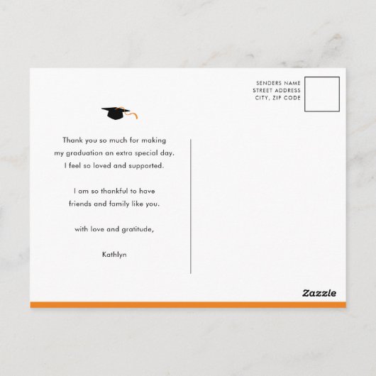 Carte Postale Élégant Script Black 4 Photo Graduation Merci (Dos)