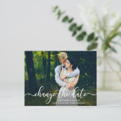 Carte Postale Élégant Script Calligraphie Changer La Date Photo (Debout devant)