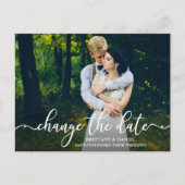 Carte Postale Élégant Script Calligraphie Changer La Date Photo (Devant)